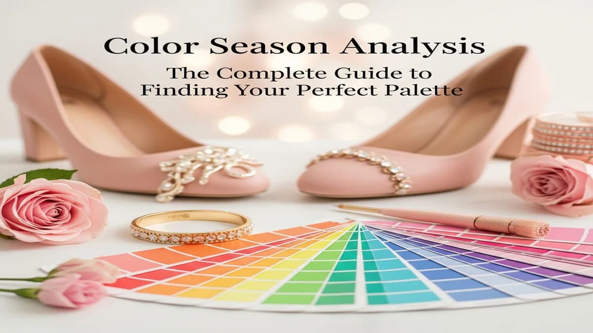 Seasonal color analysis palettes showing Spring, Summer, Autumn and Winter swatches side by side